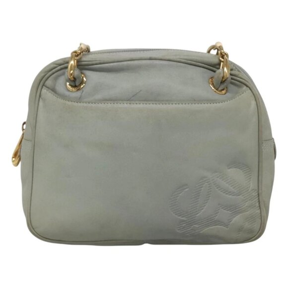 LOEWE Anagram Chain Shoulder Bag Leather Gray Gold Auth mr1092 - Picture 2 of 16